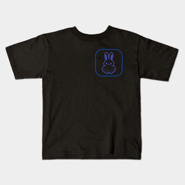 Blue Bunny Cute Minimalist Aesthetic Design Kids T-Shirt by PANGANDOY